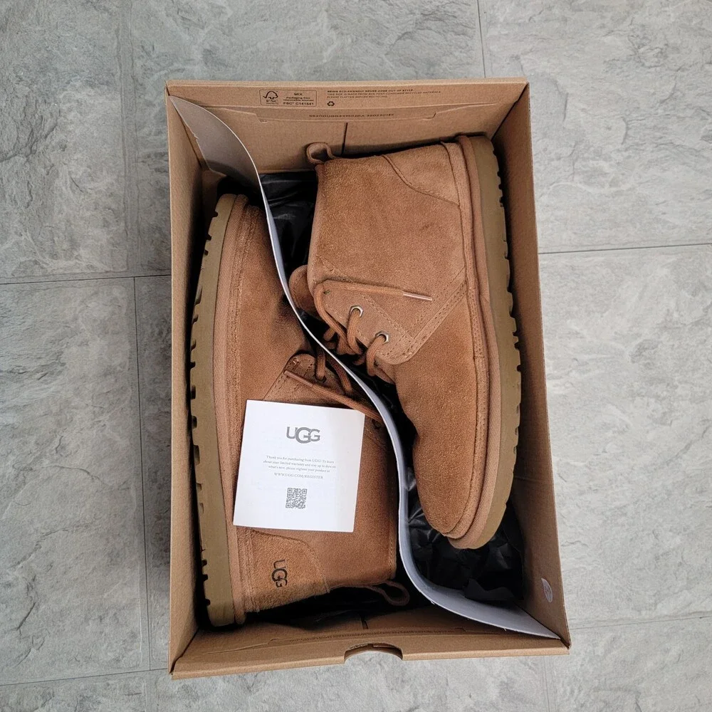 UGG Men's Lace Up Suede Neumel Chukka Boots Chestnut Size 10